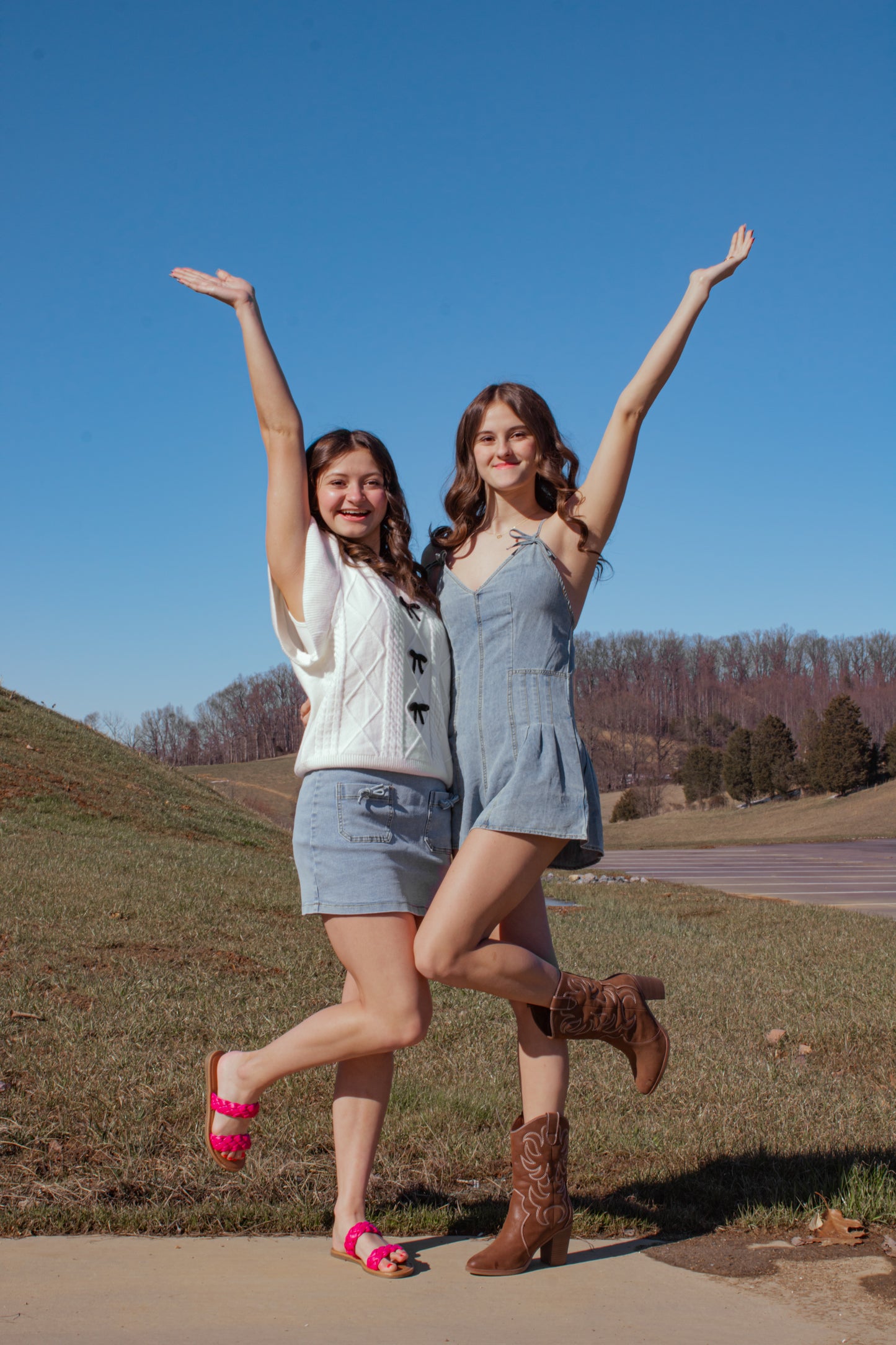 Bowtied Denim Romper