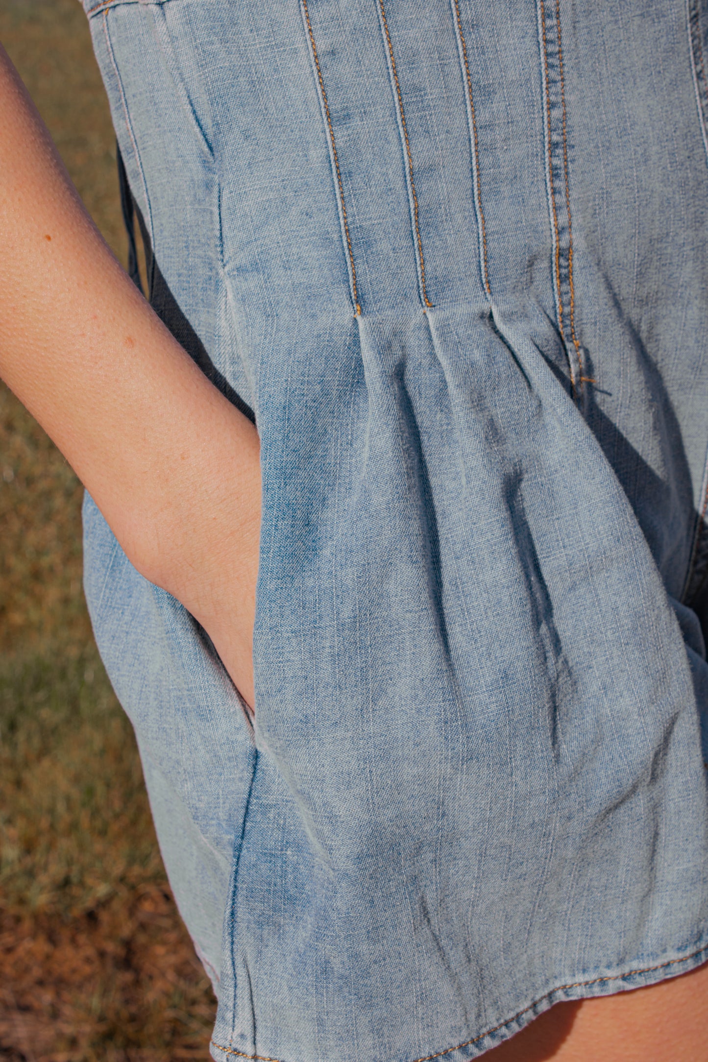 Bowtied Denim Romper