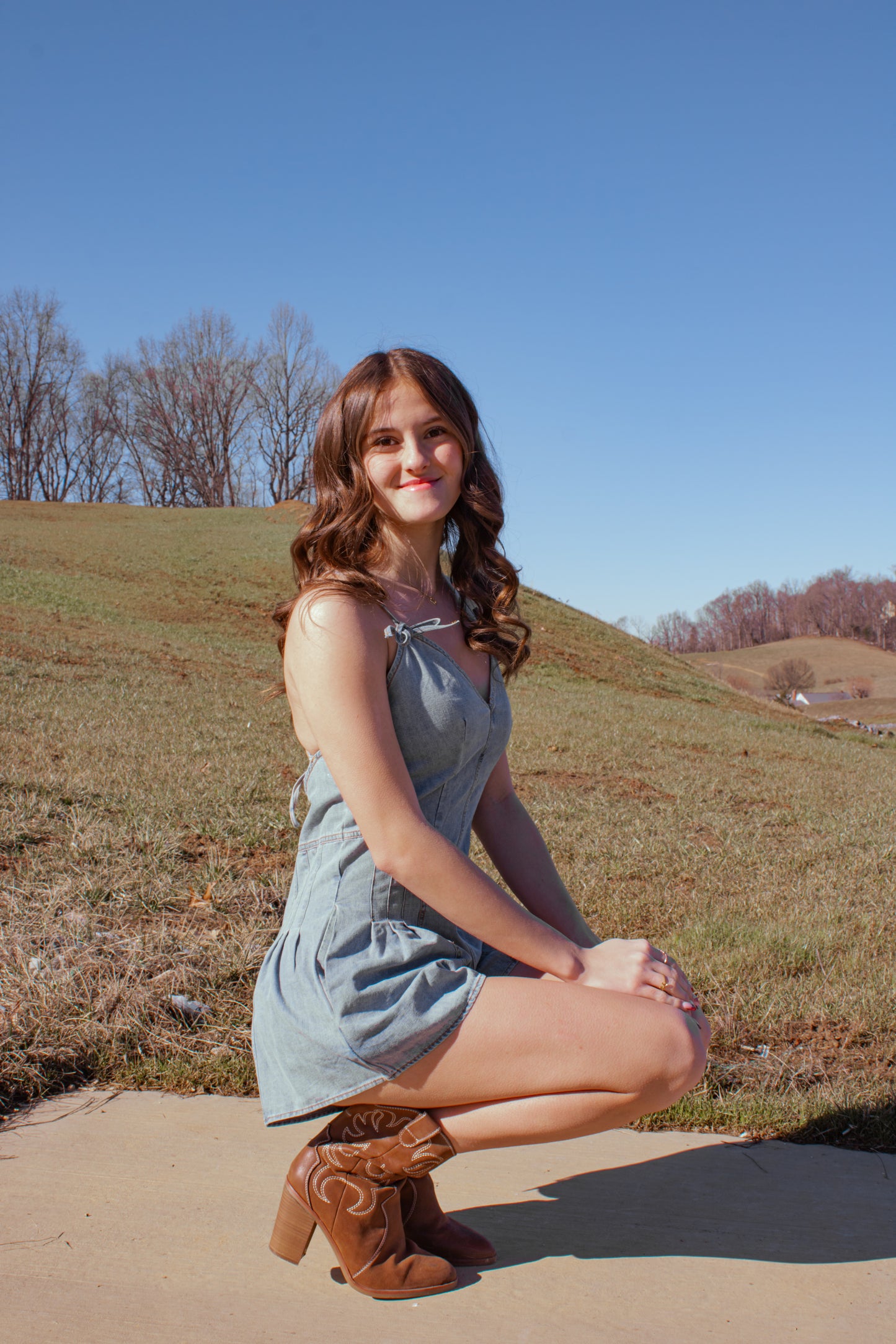 Bowtied Denim Romper